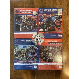 Boise State Broncos Puzzle ‎ 100 Piece 4 Pack with 4 Posters NFL Football Fun